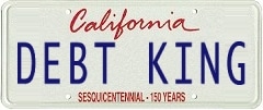 Debt King License Plate