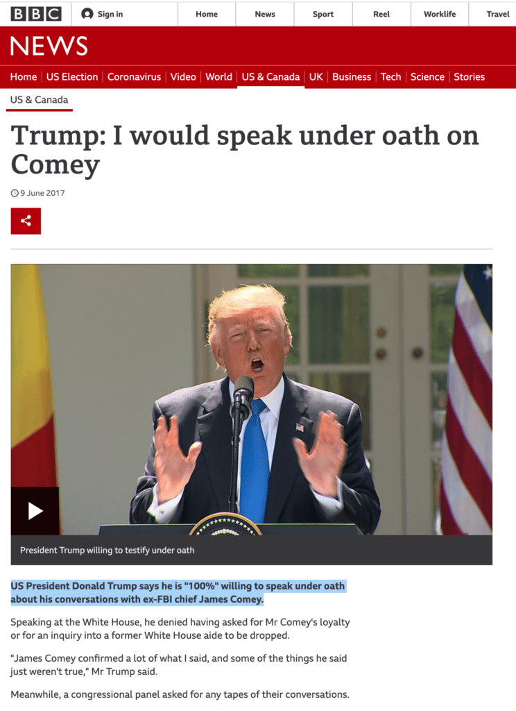 Trump: testify under oath?