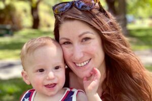 Amy Rose, who votes absentee and claims Henderson, Nevada as her home, with her son. (Courtesy Photo)