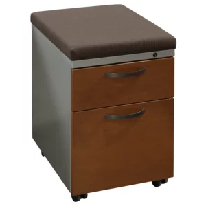 Herman Miller Used Cherry Veneer Box File Pedestal, Brown Cushion Top